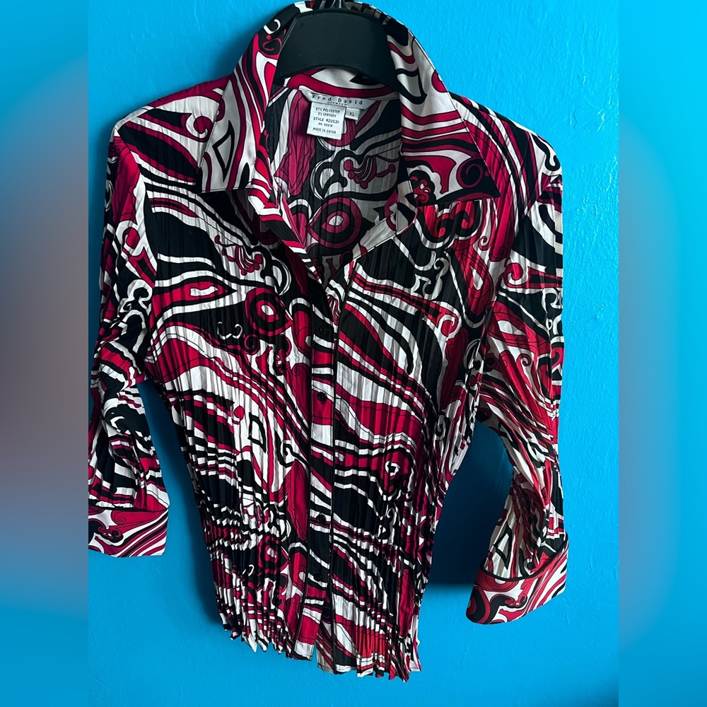 FRED DAVID ~ Stretch Mod Blouse X-Large